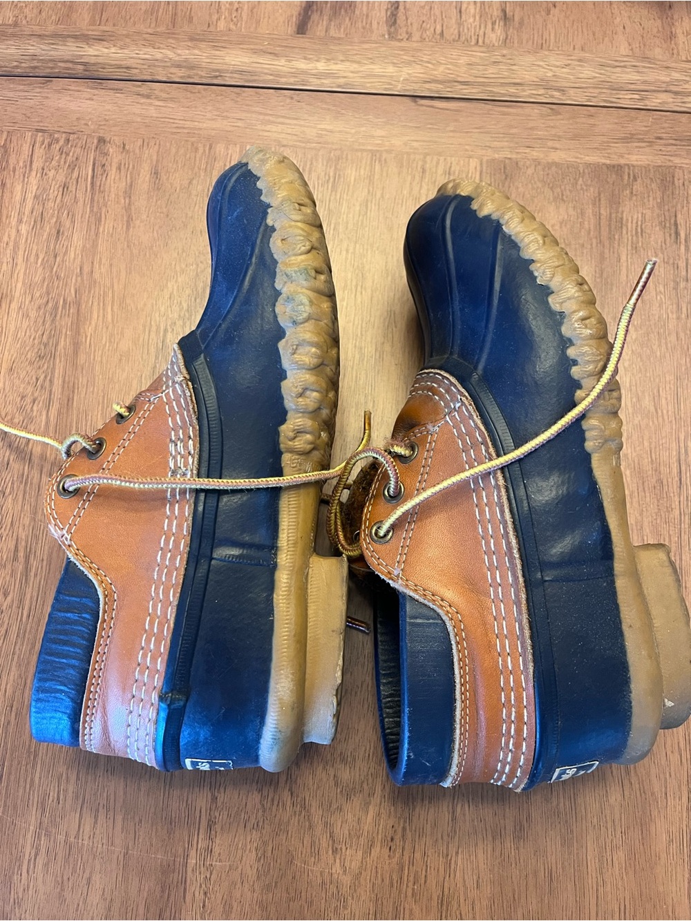 L.L. Bean Two-Tone Leather & Rubber Duck Boots - Brown/Blue